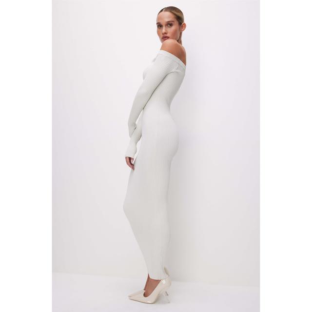 Womens Stretch Rib Maxi Dress | Cloud White, Size Large | Good American by Khlo Kardashian Product Image