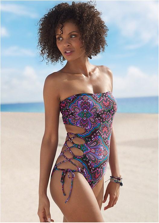 Lace-Up Strappy One-Piece Product Image