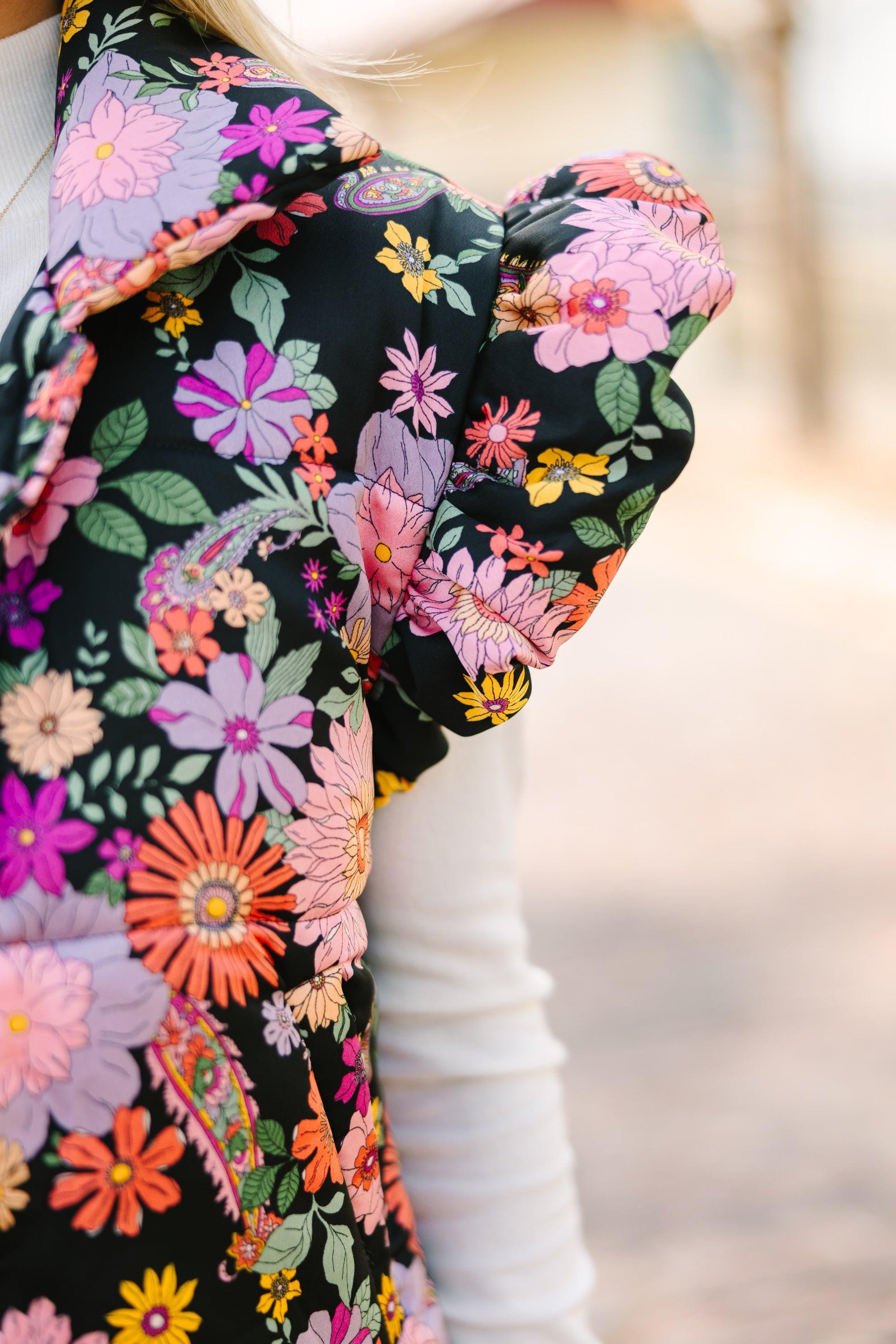 Be True To You Black Floral Vest Female Product Image