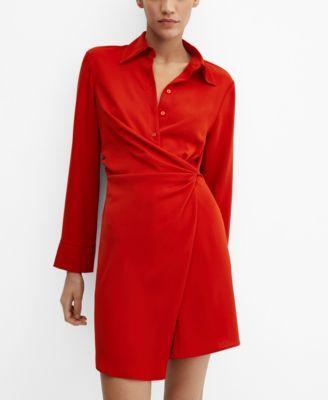 Mango Womens Draped Wrap Dress Product Image