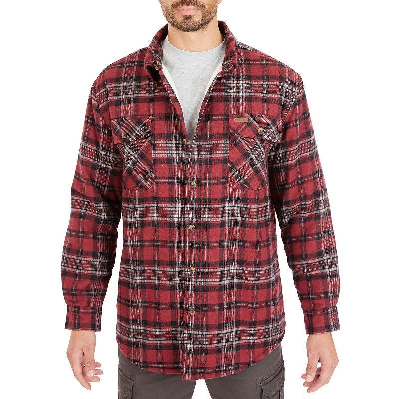 Big & Tall Smiths Workwear Sherpa-Lined Flannel Shirt Jacket, Mens Black Product Image