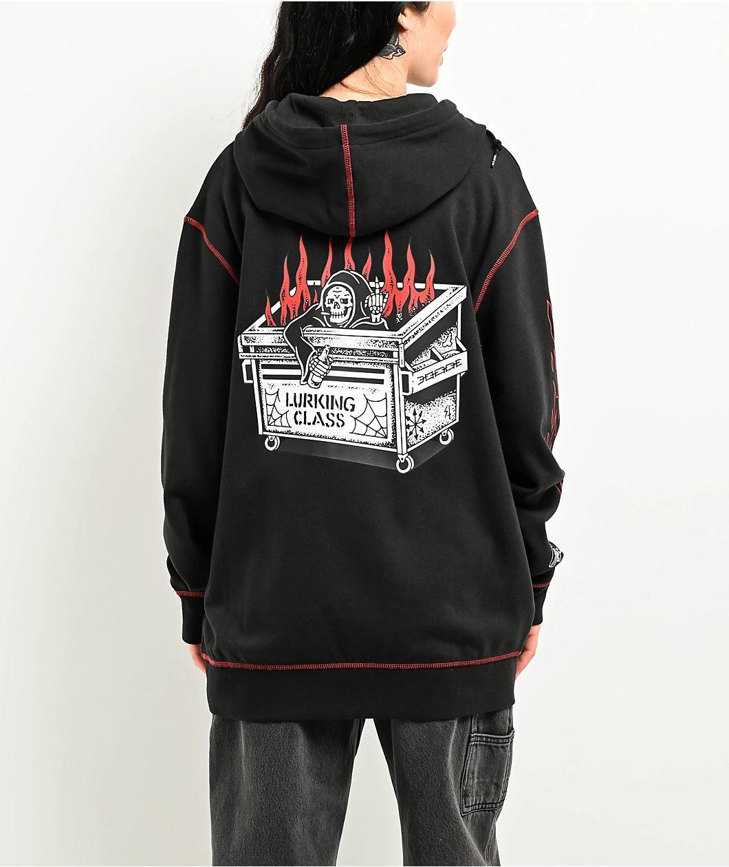 Lurking Class by Sketchy Tank Dumpster Fire Black Zip Hoodie Product Image