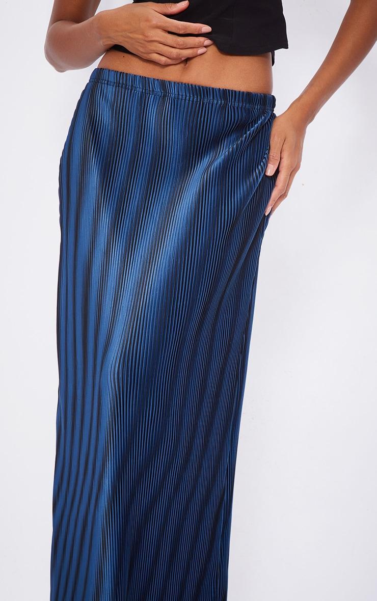 Dark Blue Printed Plisse Maxi Skirt Product Image