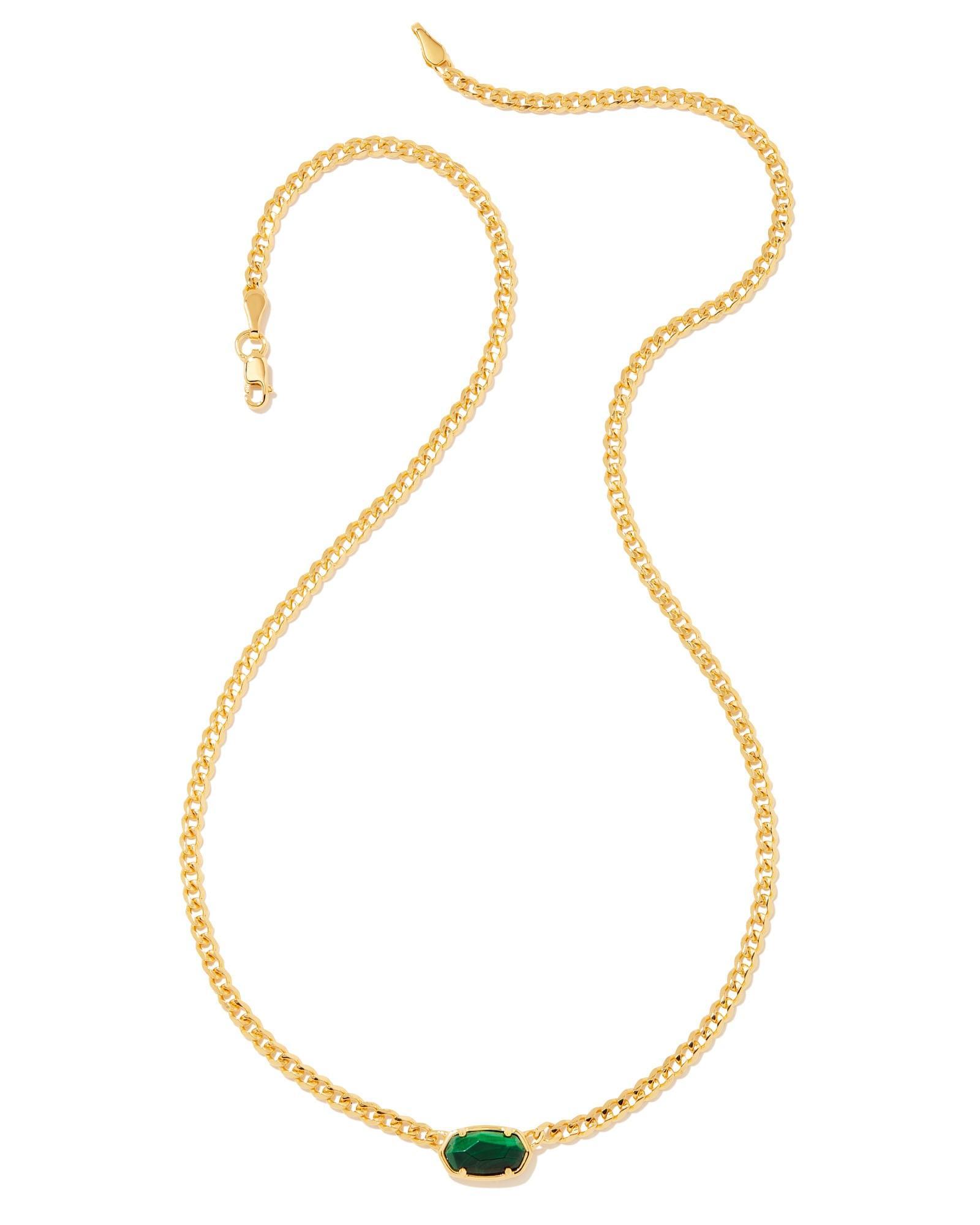 Fern 18k Gold Vermeil Curb Chain Necklace in Malachite Product Image