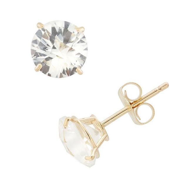 Lab-Created White Sapphire 10k Gold Stud Earrings, Womens Product Image