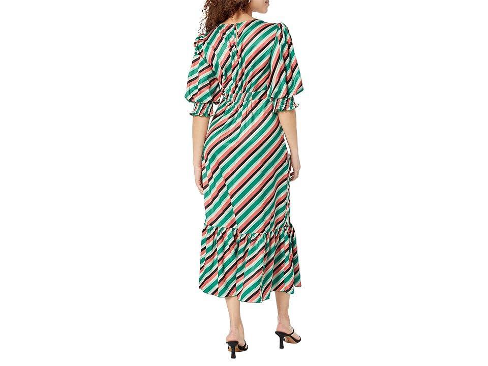 LITTLE MISTRESS Stripe Satin Peplum Midi Dress Women's Dress Product Image