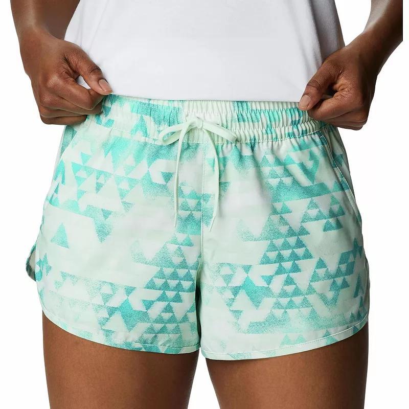 Womens Columbia Bogata Bay Stretch UPF 50 Print Shorts Bright Blue Distant Product Image