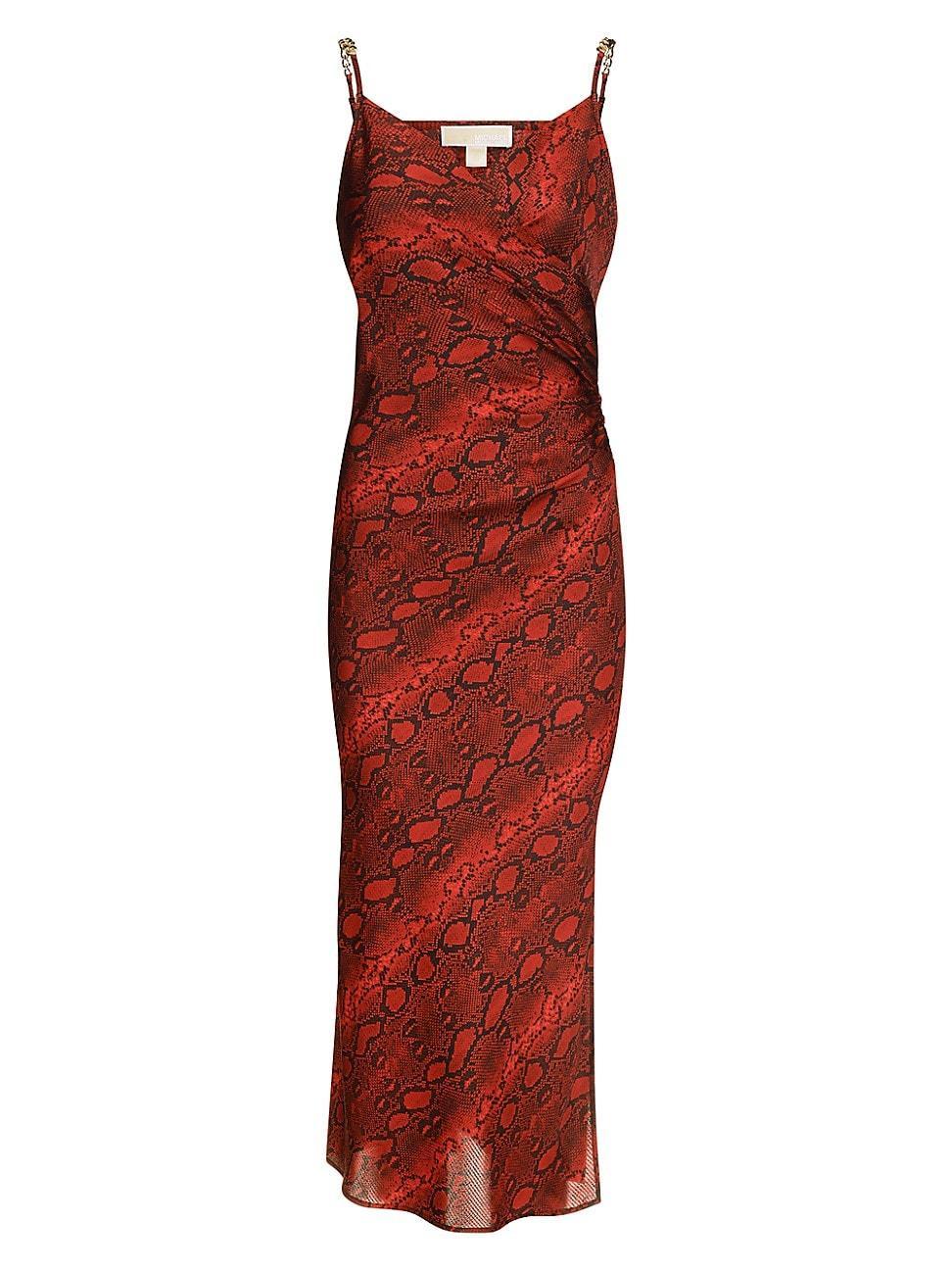 Womens Snakeskin Surplice Midi-Dress Product Image