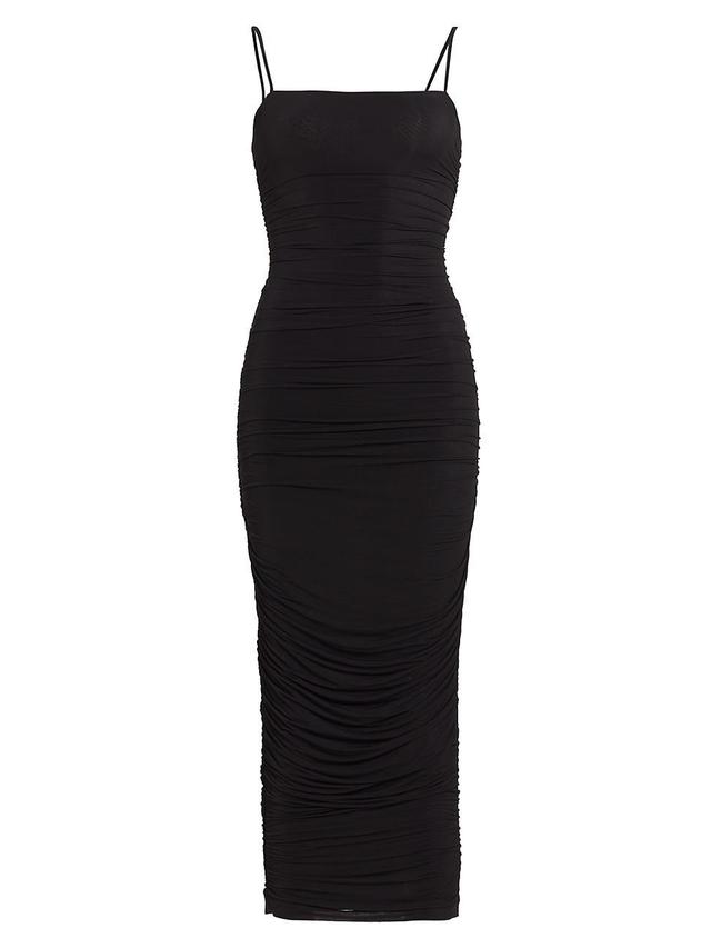 Womens Ruched Slip Midi-Dress Product Image