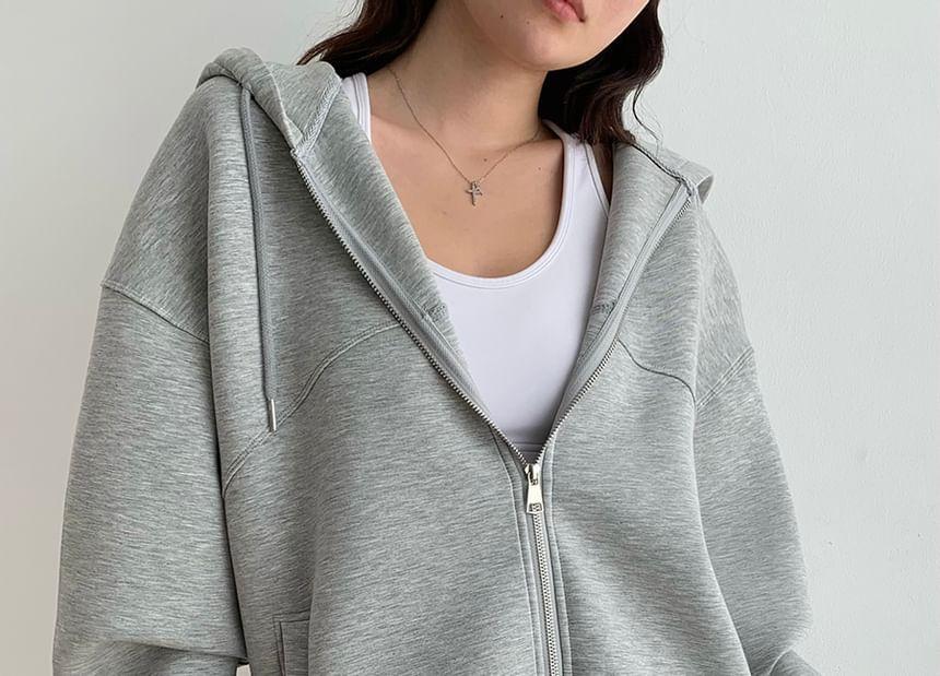 Plain Zip Oversized Hoodie Product Image