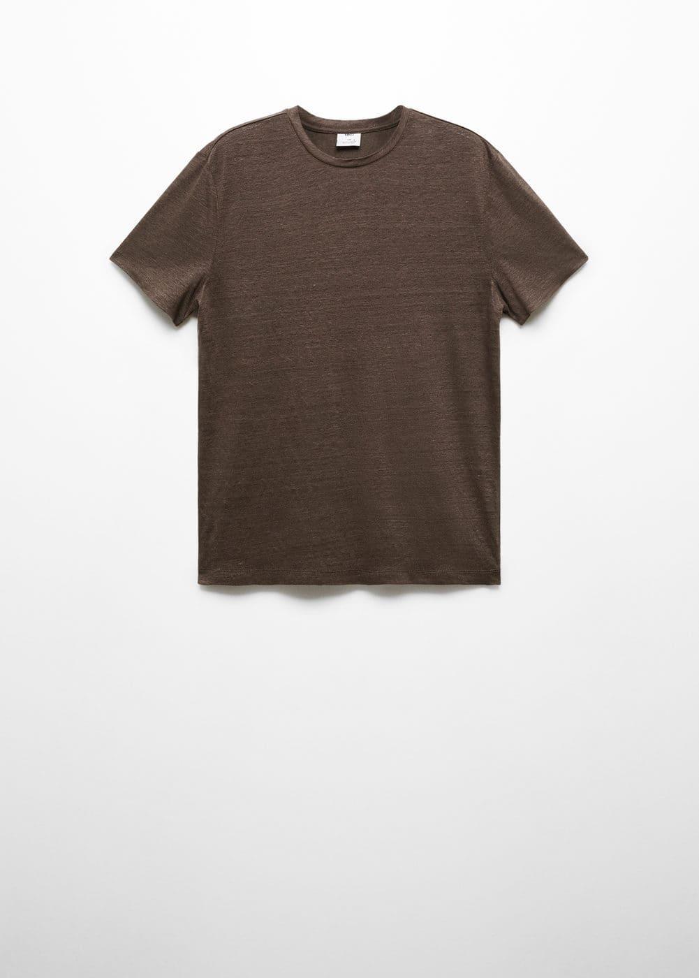 MANGO MAN - Slim-fit 100% linen t-shirt brownMen Product Image