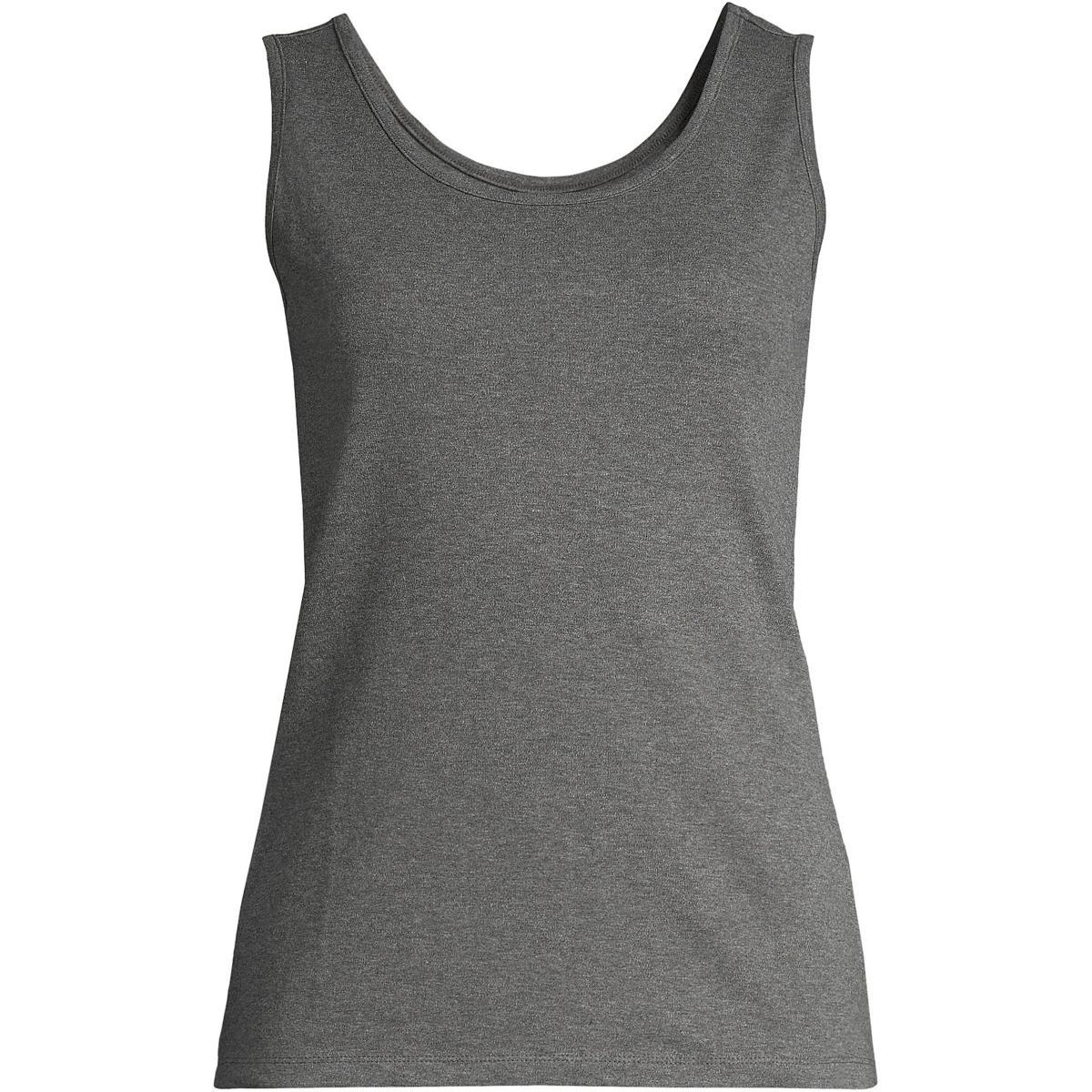 Womens Lands End Cotton Tank Top Grey Product Image