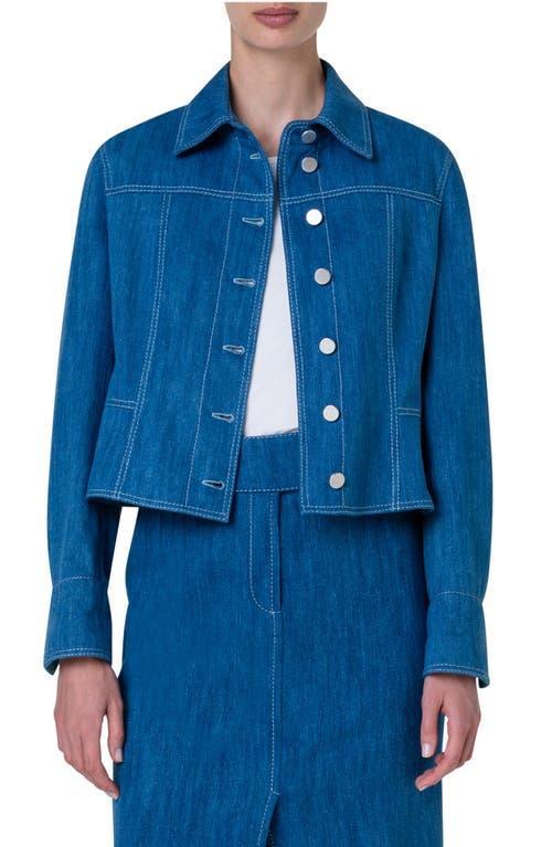 Akris punto Cotton Stretch Denim Crop Jacket Product Image