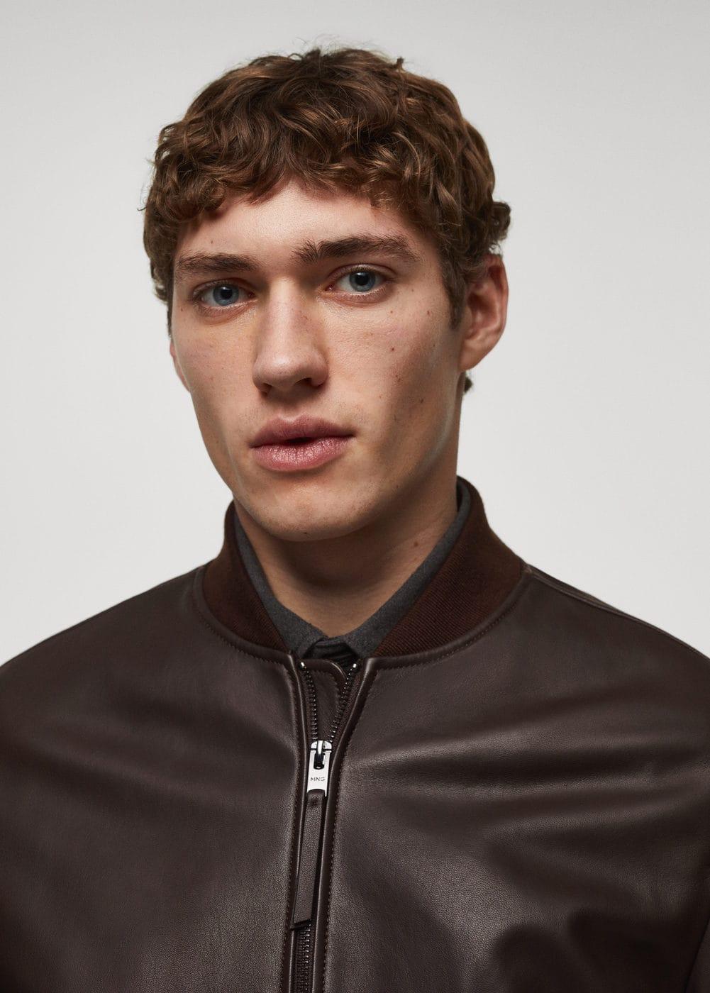 MANGO MAN - 100% nappa leather jacket chocolateMen Product Image