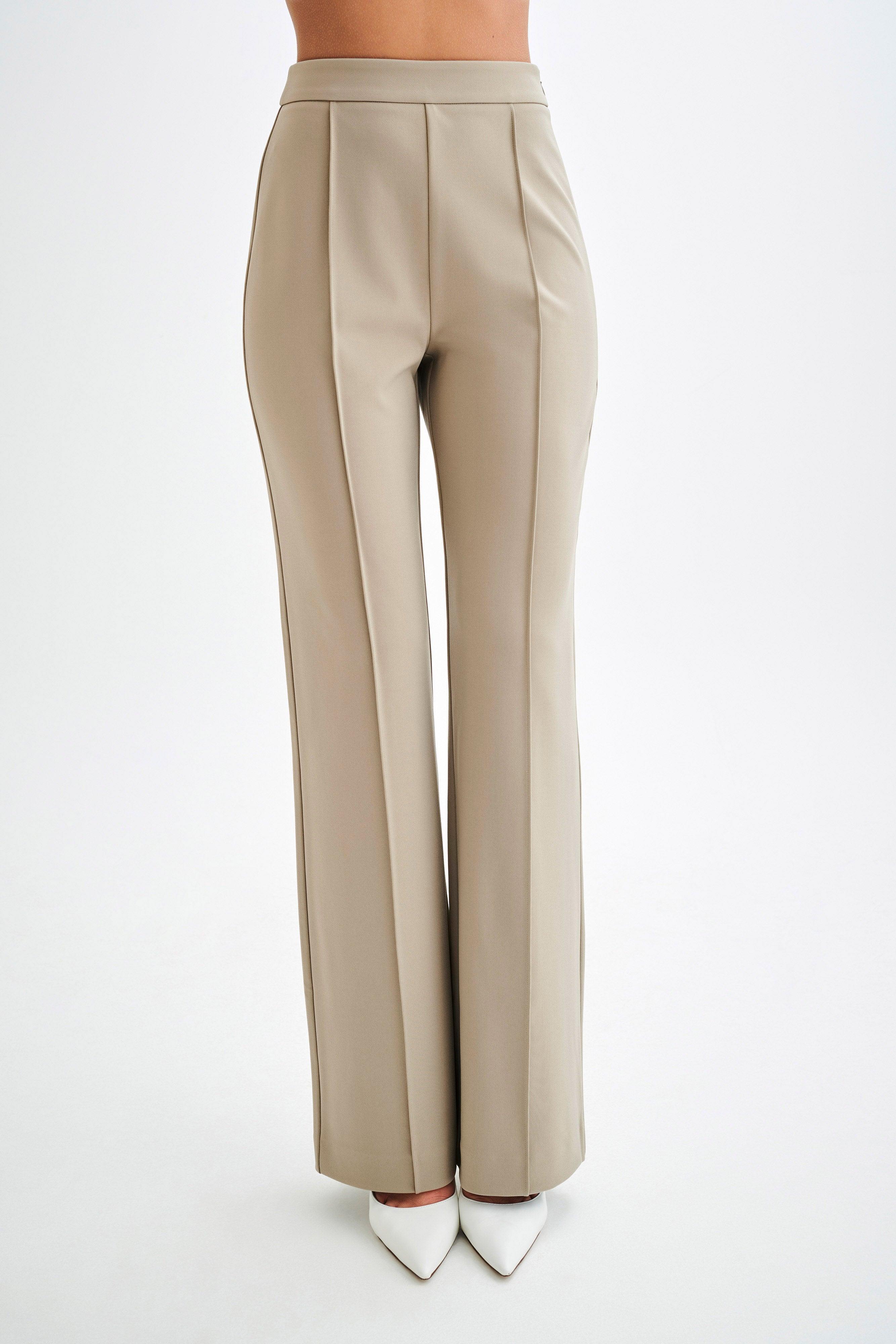 Antonia Pleated Wide Leg Pants - Mushroom Product Image