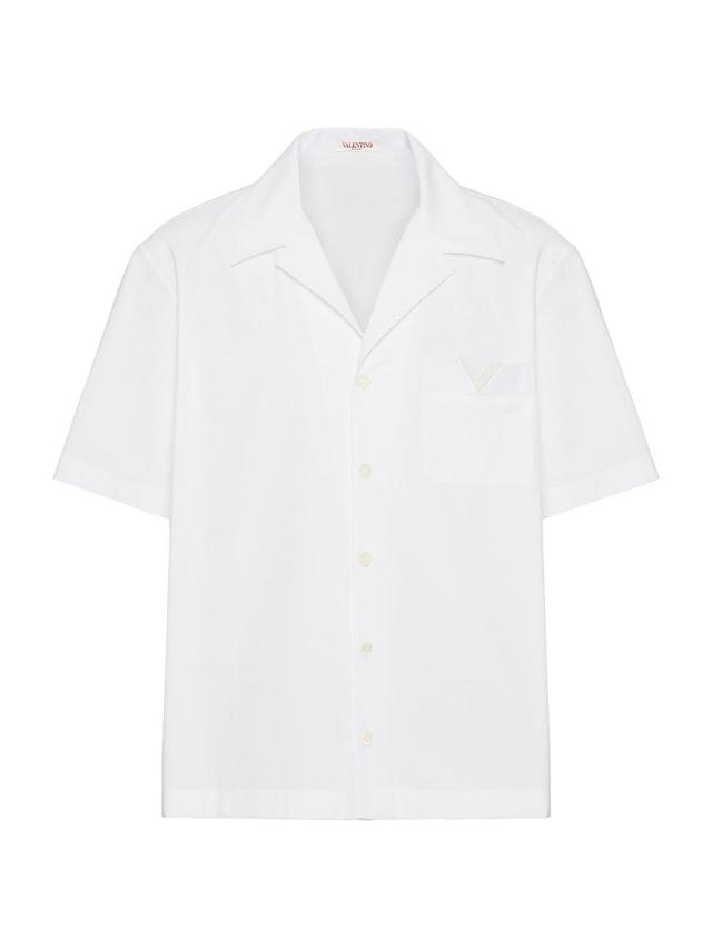 Mens Cotton Poplin Bowling Shirt with Rubberized V Detail Product Image