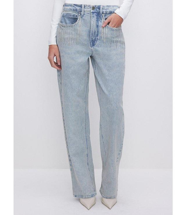 Good American Good 90's Diamond Fringe Relaxed Jeans Product Image