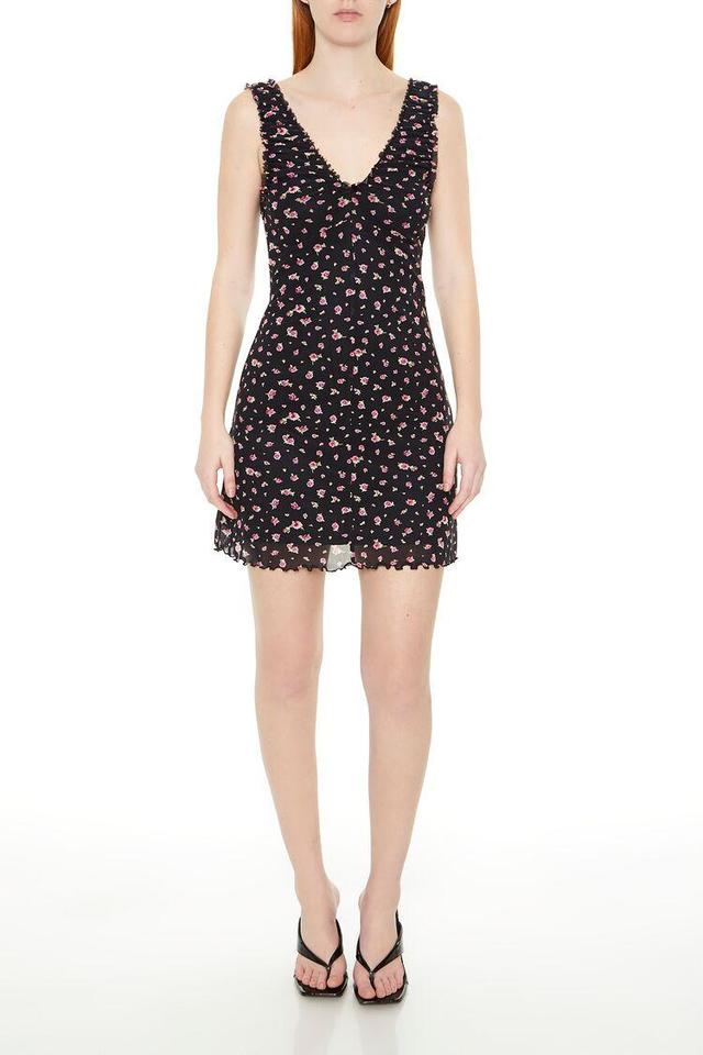 Floral Lettuce-Edge Mini Dress | Forever 21 Product Image