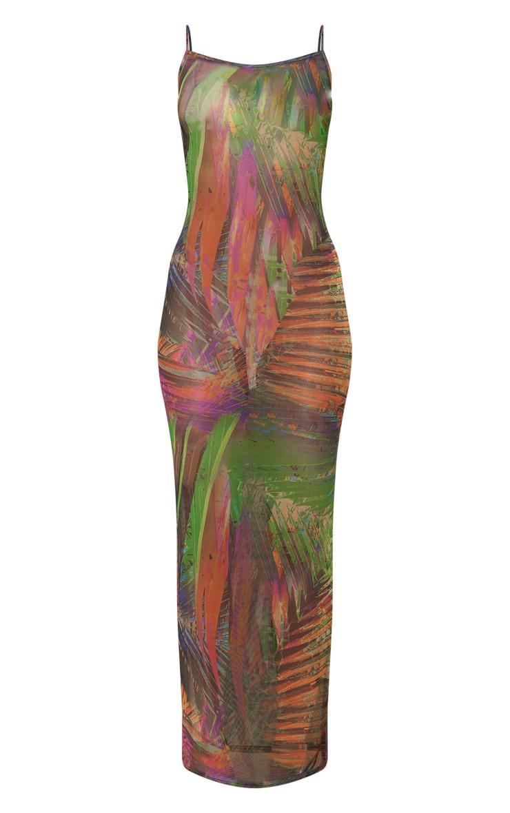 Multi Tropical Print Mesh Strappy Midaxi Dress Product Image