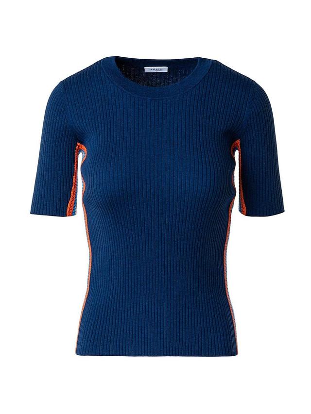 Womens Rib-Knit Crochet Top Product Image