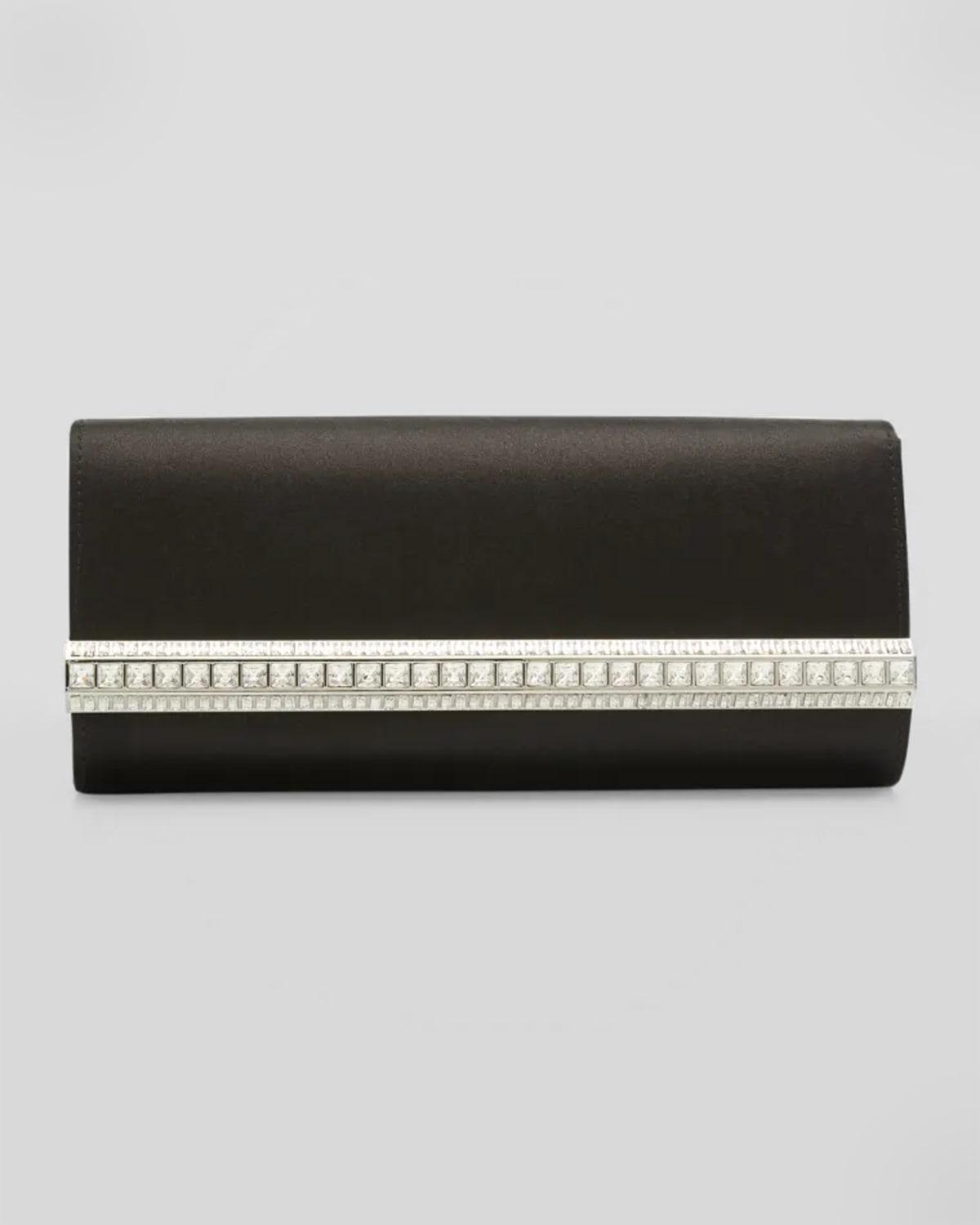 JUDITH LEIBER COUTURE Perry Crystal Bar Satin Clutch Product Image