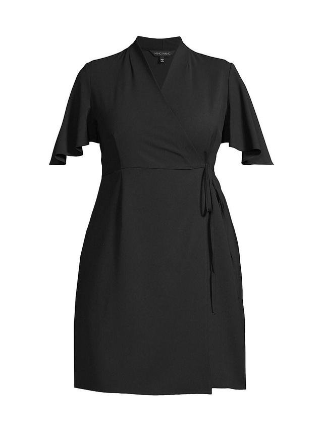 Womens Butterfly-Sleeve Wrap Dress Product Image