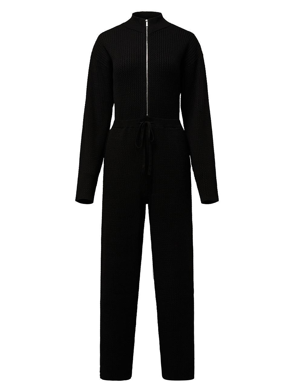 Womens Oversized Knit Quarter-Zip Jumpsuit Product Image