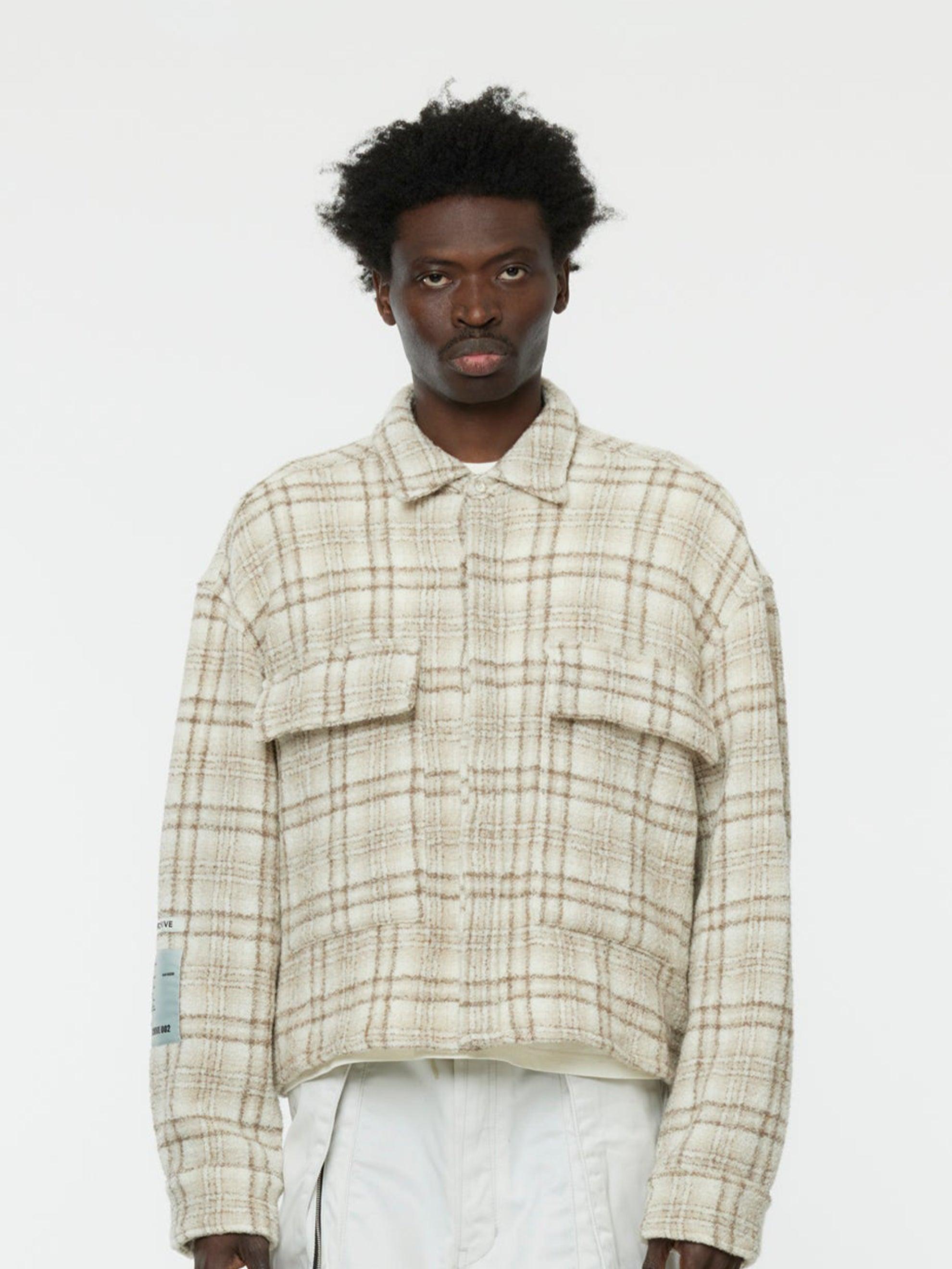 Flap Pocket Check Shirt (Khaki) Product Image