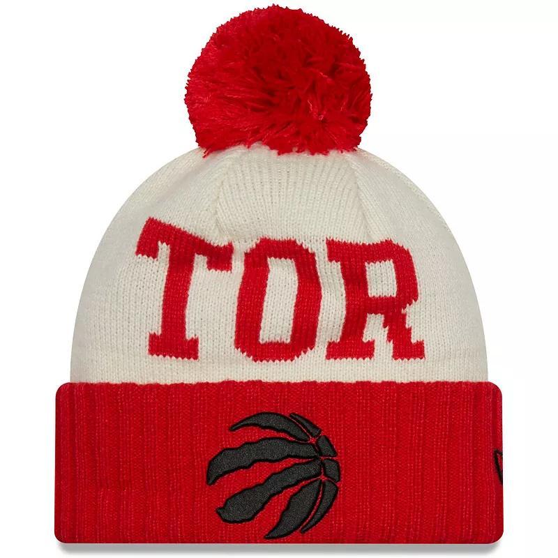 Mens New Era Red Toronto Raptors 2022 Nba Draft On The Court Cuffed Knit Hat with Pom - Red Product Image