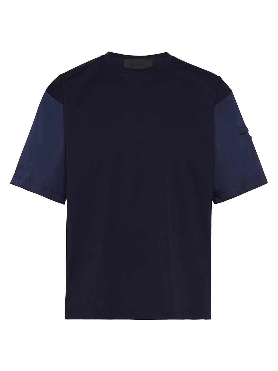 Mens Stretch Cotton T-Shirt With Nylon Details Product Image