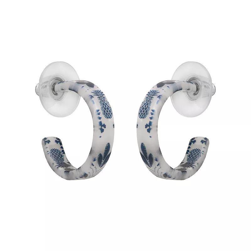 LC Lauren Conrad Silver Tone Floral Acetate Hoop Earrings, Womens Product Image