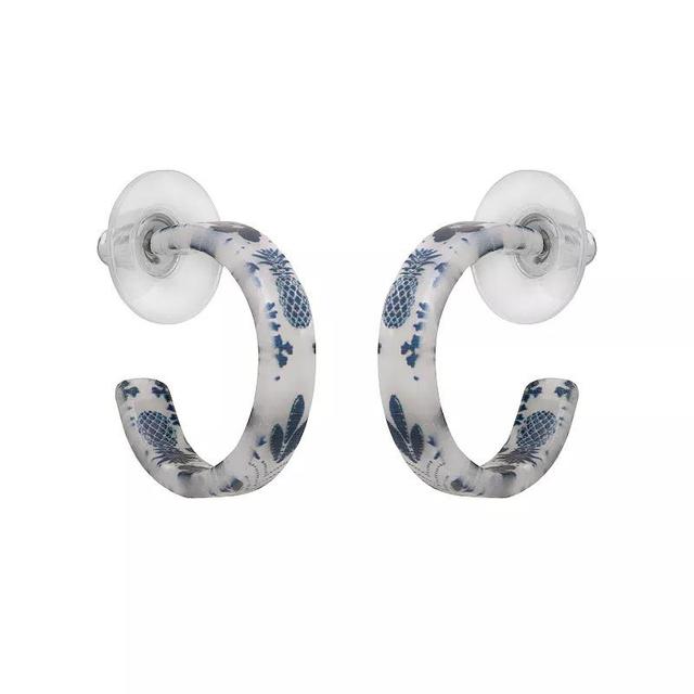 LC Lauren Conrad Silver Tone Floral Acetate Hoop Earrings, Womens Product Image