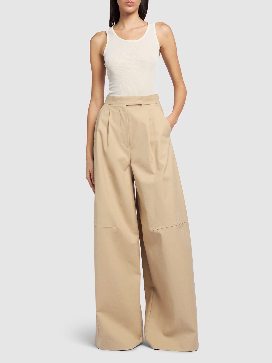 Avoriaz Cotton Double Canvas Wide Pants In Neutrals Product Image