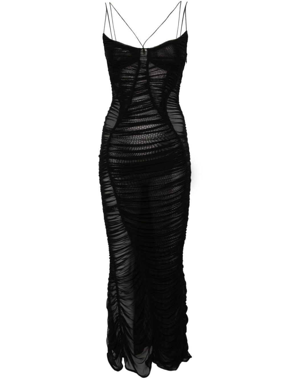 mesh fitted midi dress Product Image