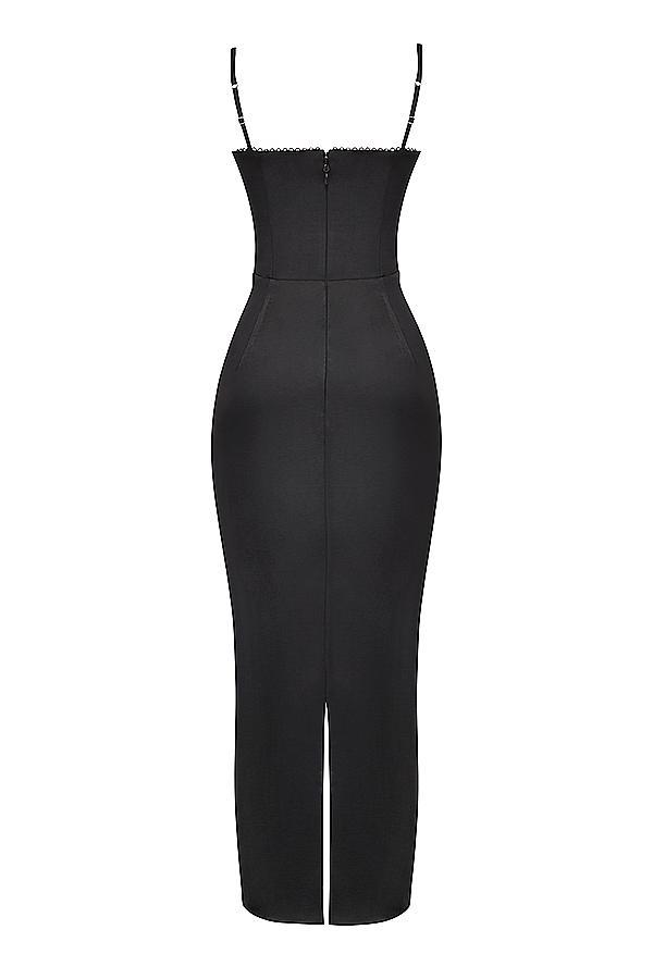 Stefania Black Corset Maxi Dress Product Image