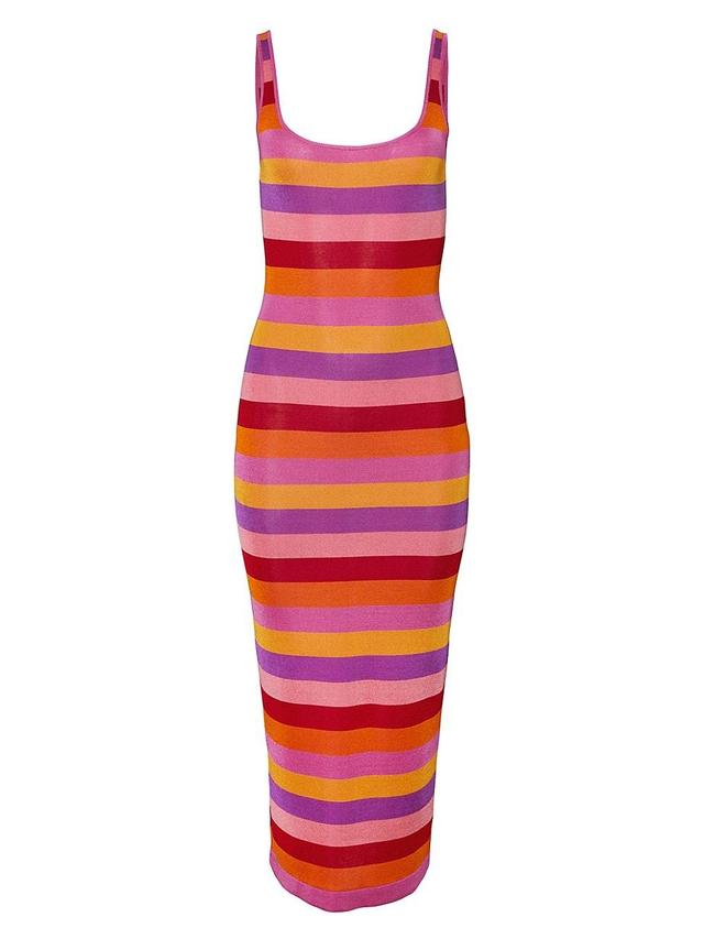 Womens Stripe Scoopneck Midi-Dress Product Image