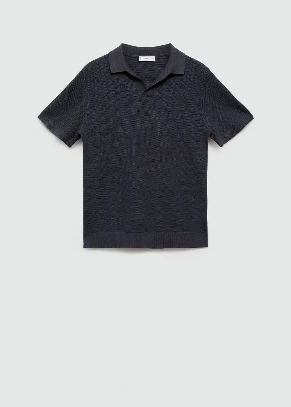 MANGO MAN - Tencel cotton polo shirt with braided knit dark greyMen Product Image