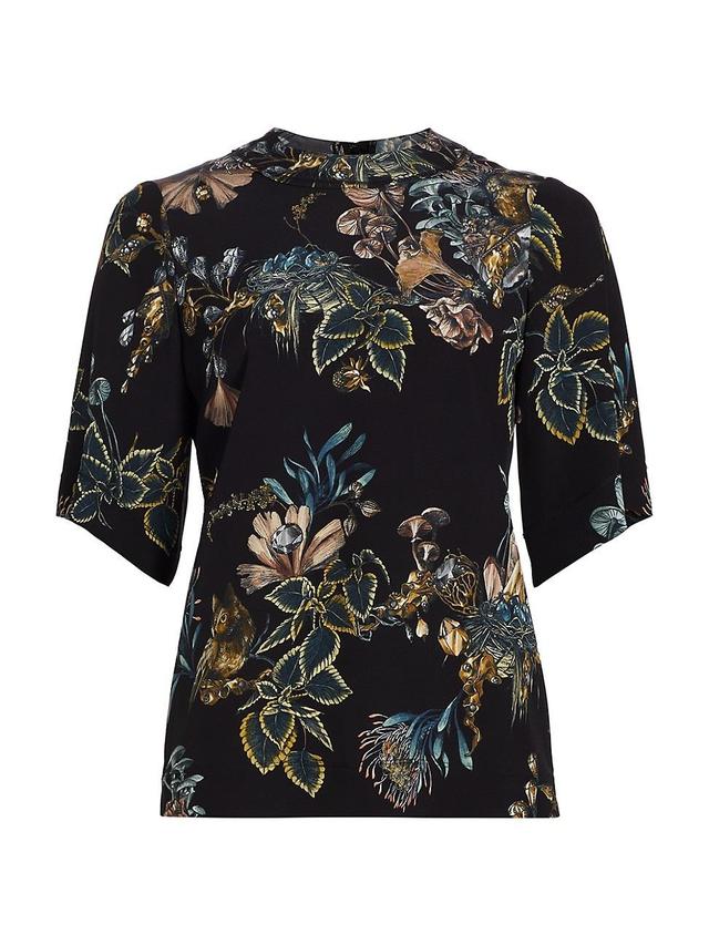 Womens Forest Floral Silk Top Product Image