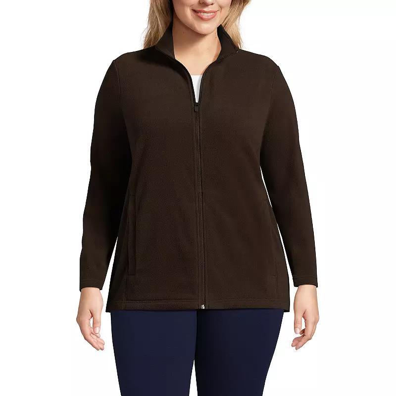 Plus Size Lands End Full Zip Fleece Jacket, Womens Deep Brown Product Image