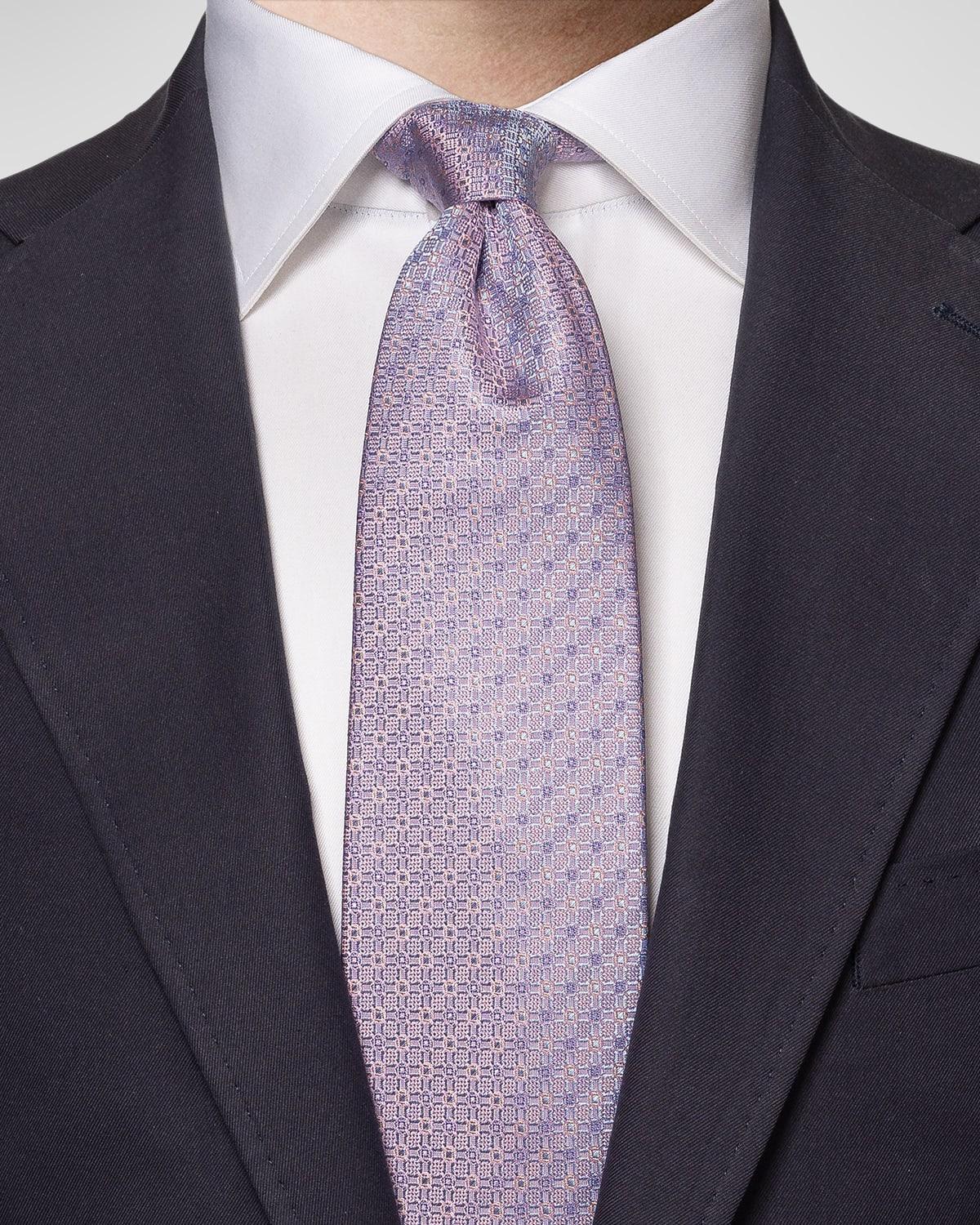 Mens Geometric Woven Silk Tie Product Image