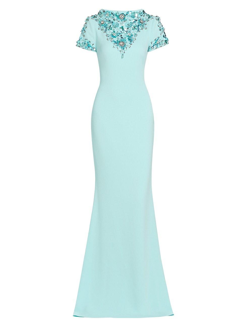 Womens Floral Sequin-Embellished Gown Product Image