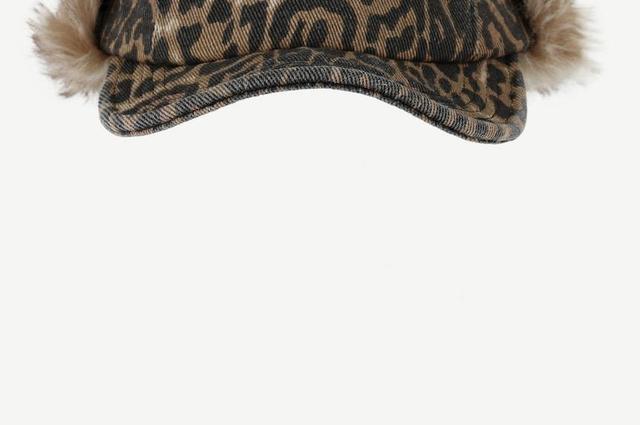 Leopard Print Fleece Cap Product Image