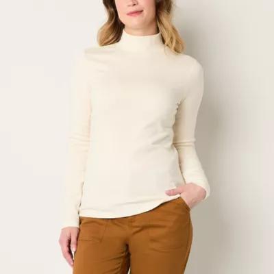 St. John's Bay Womens Mock Neck Long Sleeve T-Shirt Product Image