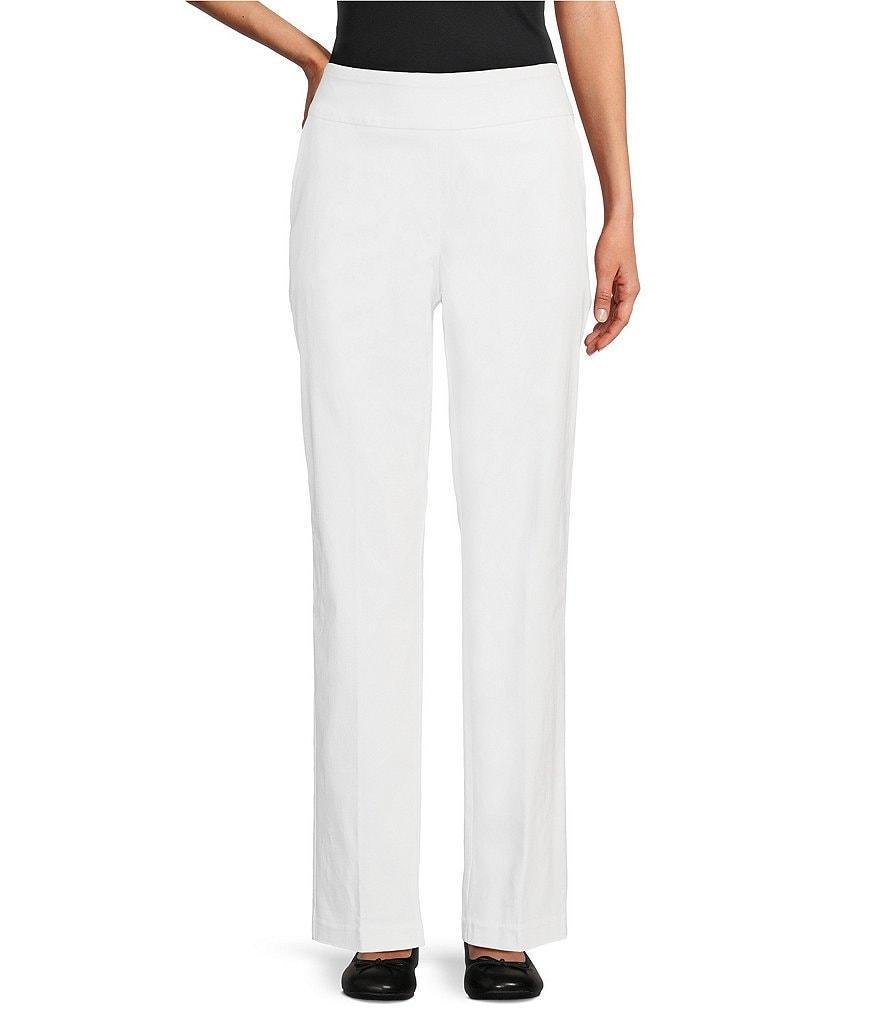 Allison Daley Petite Size Tech Stretch Elastic Waist Straight Leg Pants Product Image