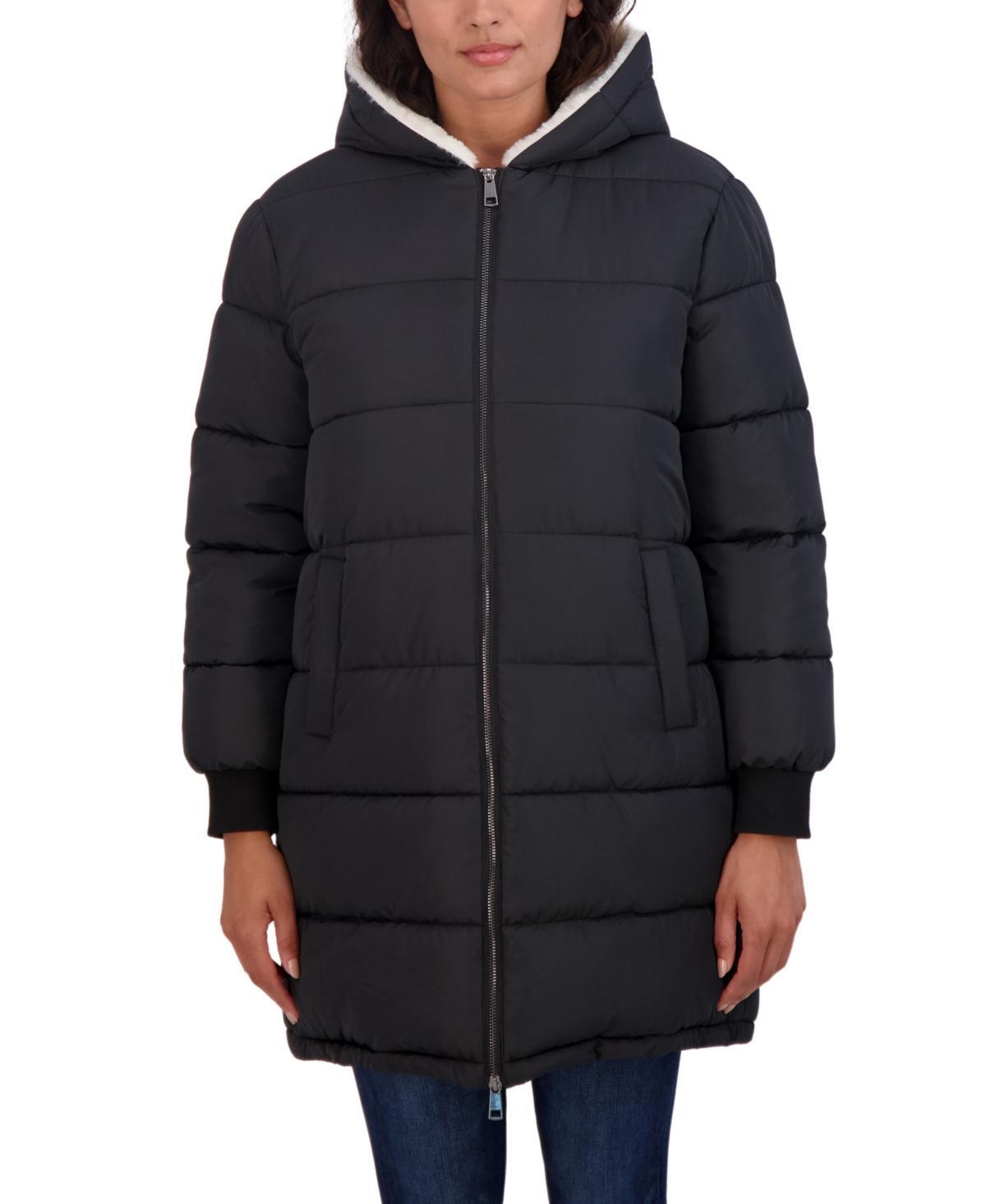 Womens Sebby Collection Hooded Cozy Lined Puffer Coat Product Image