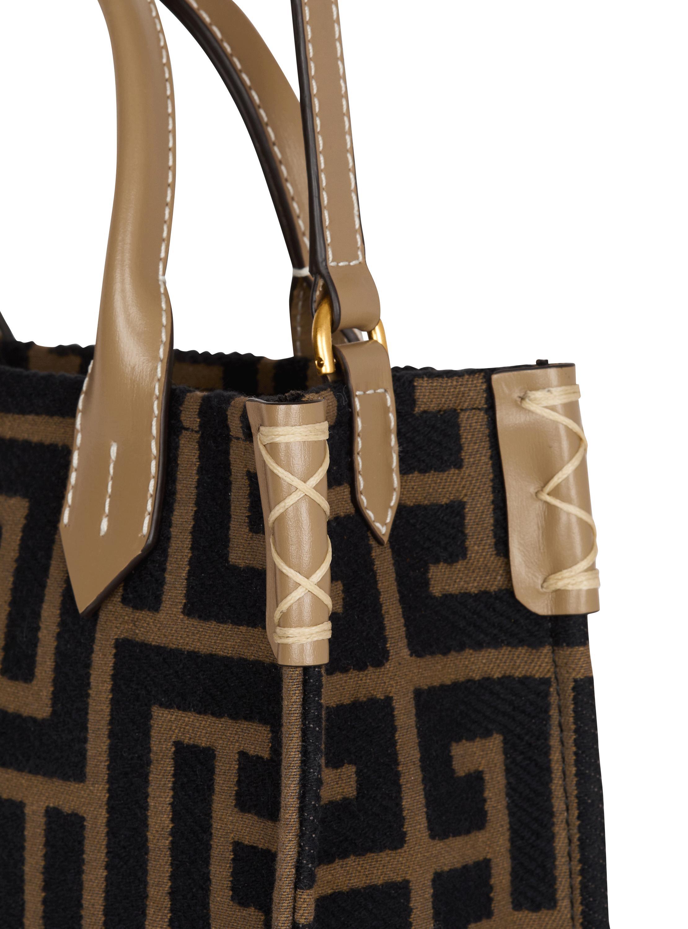 Small B-Army tote bag in jacquard fabric with a PB Labyrinth monogram Product Image