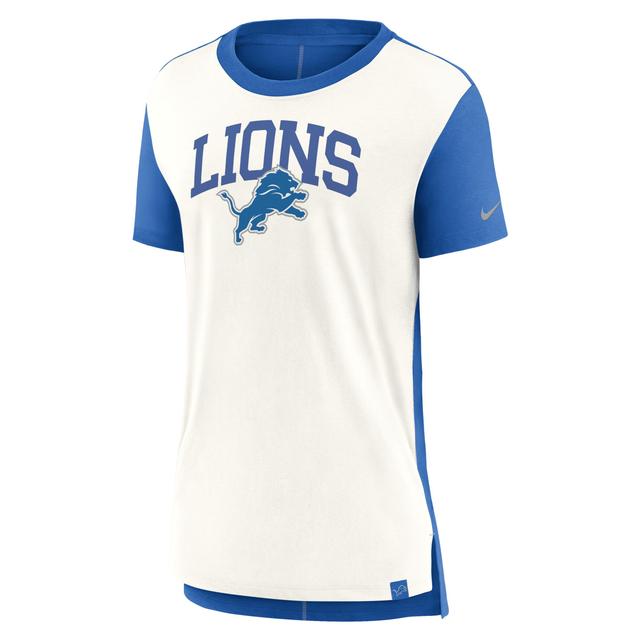 Nike Womens Cream Detroit Lions Wordmark Tri-Blend T-Shirt - Cream, Blue Product Image