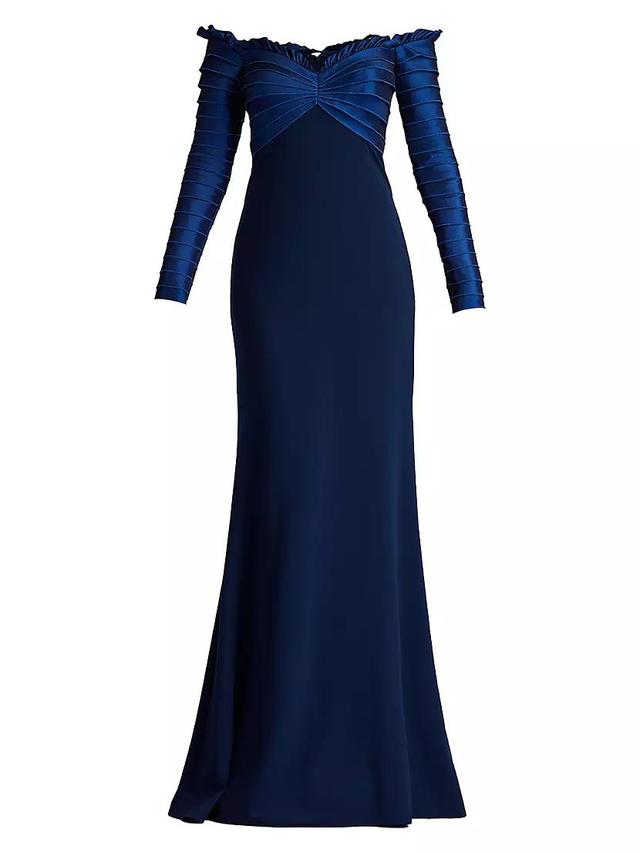 Crepe Off-The-Shoulder Gown Product Image