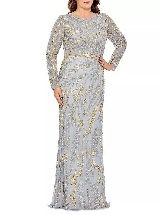 Plus Fabulouss Sequin Leaf Gown Product Image