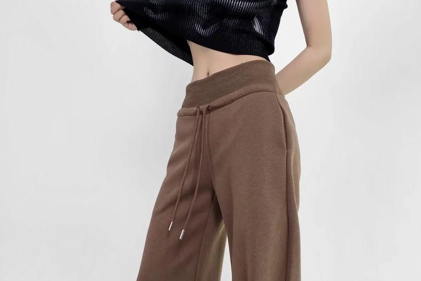 High Rise Plain Wide Leg Pants Product Image